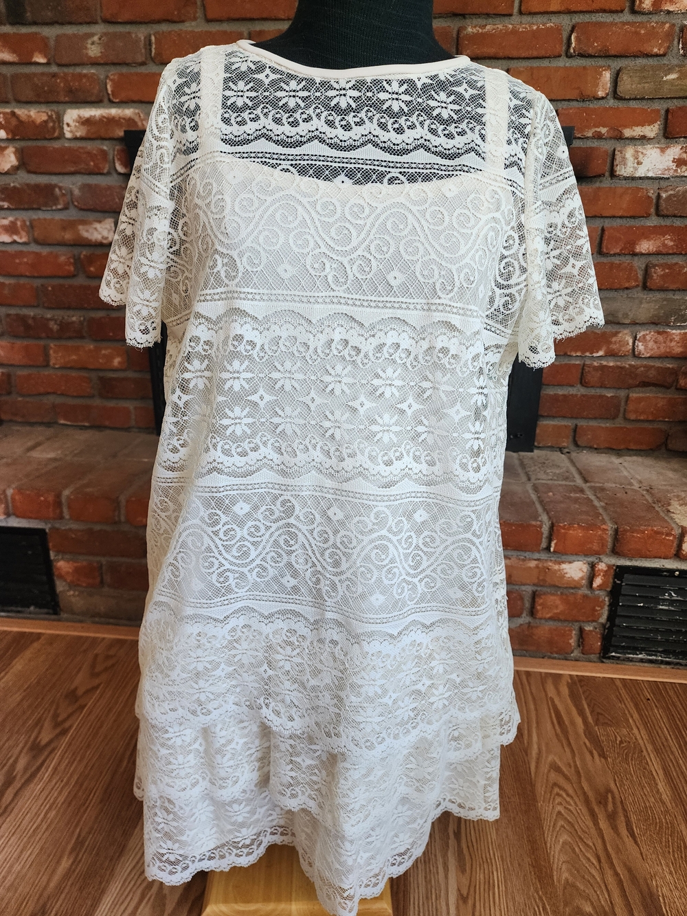 Women's Ivory Lace Layered Dress